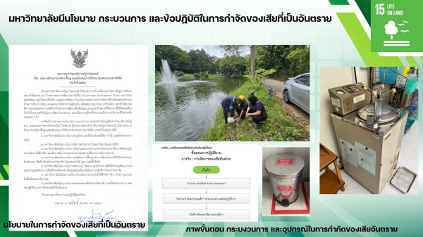 15.4.3 มีนโยบาย กระบวนการ และข้อปฏิบัติในการกำจัดของเสียที่เป็นอันตราย